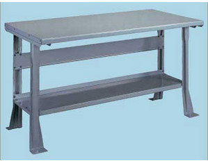 Tennsco Compressed Wood Top Workbench with Shelf