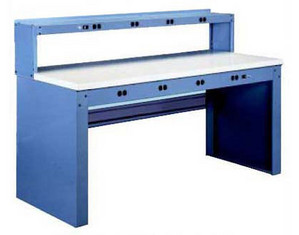Tennsco Electronic Steel Top Workbench with Outlet Panel and Raiser