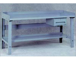 Tennsco Hardwood Top Workbench with Back Rail