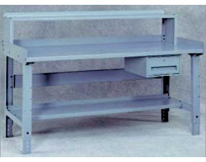 Tennsco Plastic Laminate Top Workbench with Back Rail