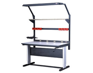 Production Basics Hand Crank Adjustable Work Table With ESD Workstation