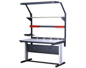 Production Basics Hand Crank Adjustable Work Table Workstation