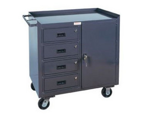 Heinrich Brothers 1 Fixed Shelf Mobile Cabinet with 4 Drawer Shop Desk - FREE Inside Delivery!