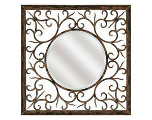 Paragon Picture Gallery Mottled Brown Vine Beveled Decorative Wall Mirror