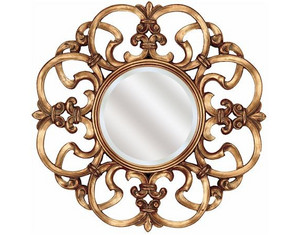 Paragon Picture Gallery Round Gold Ribbon Beveled Decorative Wall Mirror