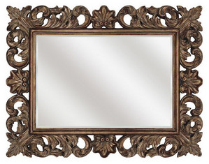 Paragon Picture Gallery Scrolled Antique Gold Beveled Decorative Wall Mirror