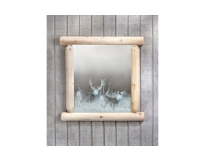 Rustic Natural Cedar Furniture Wilderness Decorative Wall Mirror with Etching