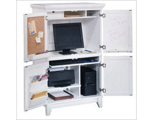Home Styles Furniture Hampton White Computer Armoire with Doors - Fast FREE FedEx Shipping!