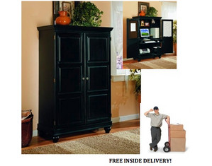 Sunrise Home Furnishings Traditional Black Computer Armoire - FREE Inside Delivery!