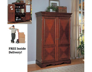Sunrise Home Furnishings Walnut Computer Armoire - FREE Inside Delivery!