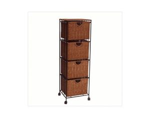 Neu Home Wicker Four Drawer Filing Cart in Redwood Stained Finish