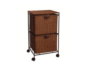 Neu Home Wicker Two Drawer Filing Cart in Redwood Stained Finish