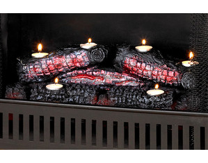 SEI Ember Tealight Log with Candles Fireplace Candelabra
