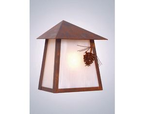 Steel Partners Tri Roof Sconce - Ponderosa Pine  - Wet Location