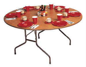 Correll 29 inch Fixed Height Round Solid Plywood Folding Table