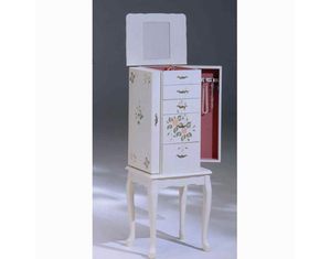 Bernards Furniture Small White Hand Painted Jewelry Armoire