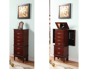 Nathan Direct Luxemburg Cherry 6 Drawer Jewelry Armoire w/charging unit