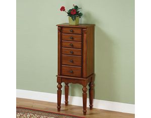 Powell Lightly Distressed Deep Cherry Jewelry Armoire - FREE FedEx Shipping!