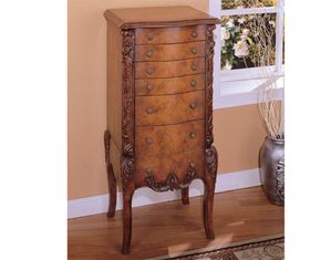Powell Masterpiece Faux Burl Overpacked Jewelry Armoire