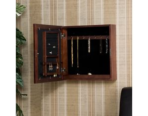 SEI Cherry Square Wall Mount Jewelry Armoire
