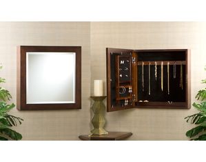 SEI Espresso Square Wall Mount Jewelry Armoire