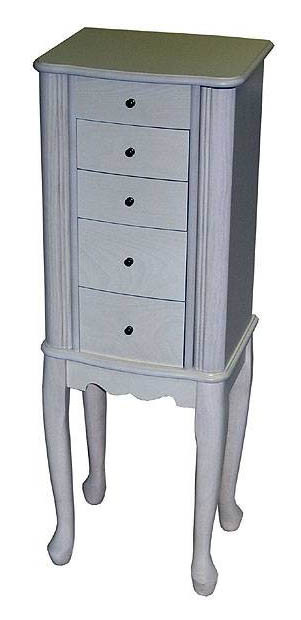 Mele Alexis Whitewash Slimline Jewelry Armoire image