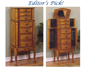 Powell Woodland Oak Overpacked Jewelry Armoire - FREE Delivery!