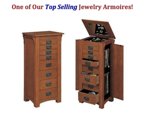 Powell Mission Oak Jewelry Armoire - FREE Shipping!
