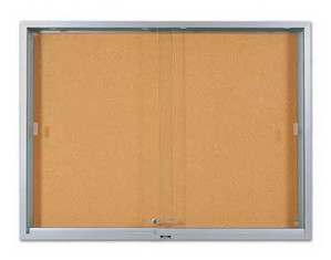 Marsh Industries S-Series Sliding Glass Enclosed Wall Mounted Bulletin Board