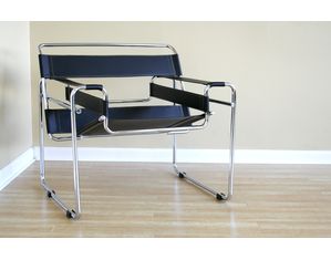 Baxton Studio Black Bonded Leather Club Chair ALC-3001 Black
