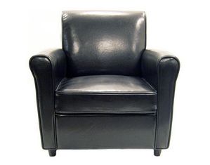Baxton Studio Black Leather Club Chair A-75-J023 Chair - Fast FREE FedEx Shipping!