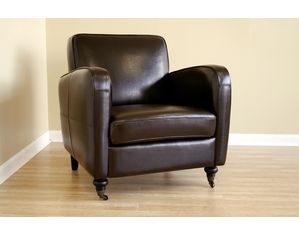 Baxton Studio Dark Brown Leather Club Chair A-69-J001-DK BRN - Fast FREE FedEx Shipping!