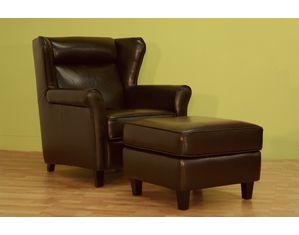 Baxton Studio Dark Brown Leather Club Chair and Ottoman Set A-393-chair-otto
