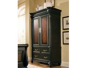 American Drew Bob Mackie Home Classics with Embossed Leather Door Fronts Leather Panels Wardrobe and TV Armoire