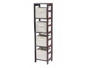 Winsome Capri 4 Section Storage Shelf with 4 Foldable Fabric Baskets