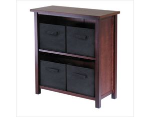 Winsome Verona 2 Section Storage Shelf with 4 Foldable Fabric Baskets