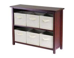 Winsome Verona 2 Section Storage Shelf with 6 Foldable Fabric Baskets