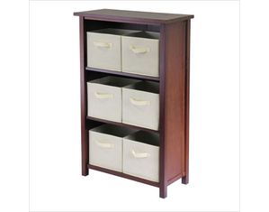 Winsome Verona 3 Section Storage Shelf with 6 Foldable Fabric Baskets