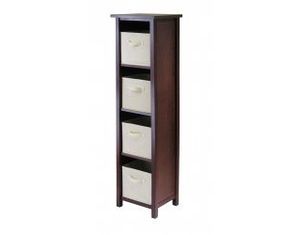 Winsome Verona 4 Section Storage Shelf with 4 Foldable Fabric Baskets