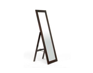 Baxton Studio Lund Dark Brown Wood Modern Mirror with Built In Stand