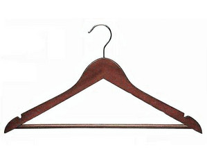 Only Hangers Flat Walnut Suit Hangers with Bar - QTY 25