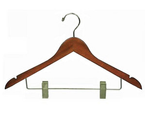 Only Hangers Walnut and Brass Flat Combination Clothes Hangers with Clips - Fast FREE FedEx Shipping!