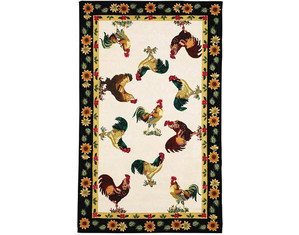 828 International Accents White Rooster Kids Rug