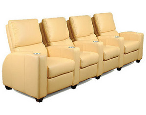 Bass Deco Penthouse Lounger Row of 4 Home Theater Seating Set