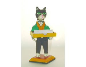 Ashton Sutton Hand carved Cat Business Card Holder