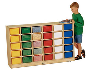 Jonti-Craft 30 Tray Mobile Storage Cubby with Caster