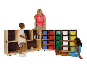 Wood Designs Half and Half 20 Tray Storage Cubby - Fast FREE FedEx Shipping!