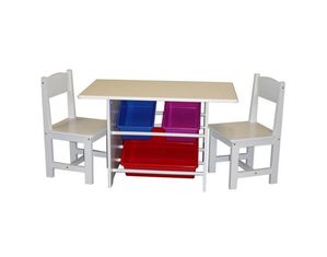 RiverRidge Home Kids Table with 2 Chairs and 3 Plastic Storage Bins