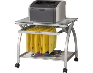Walker Edison Glass Printer Stand with Castors