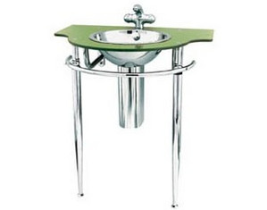 Decolav Wall Mounted Tempered Glass Lavatory with Stainless Steel Bowl and Legs - Fast FREE FedEx Shipping!
